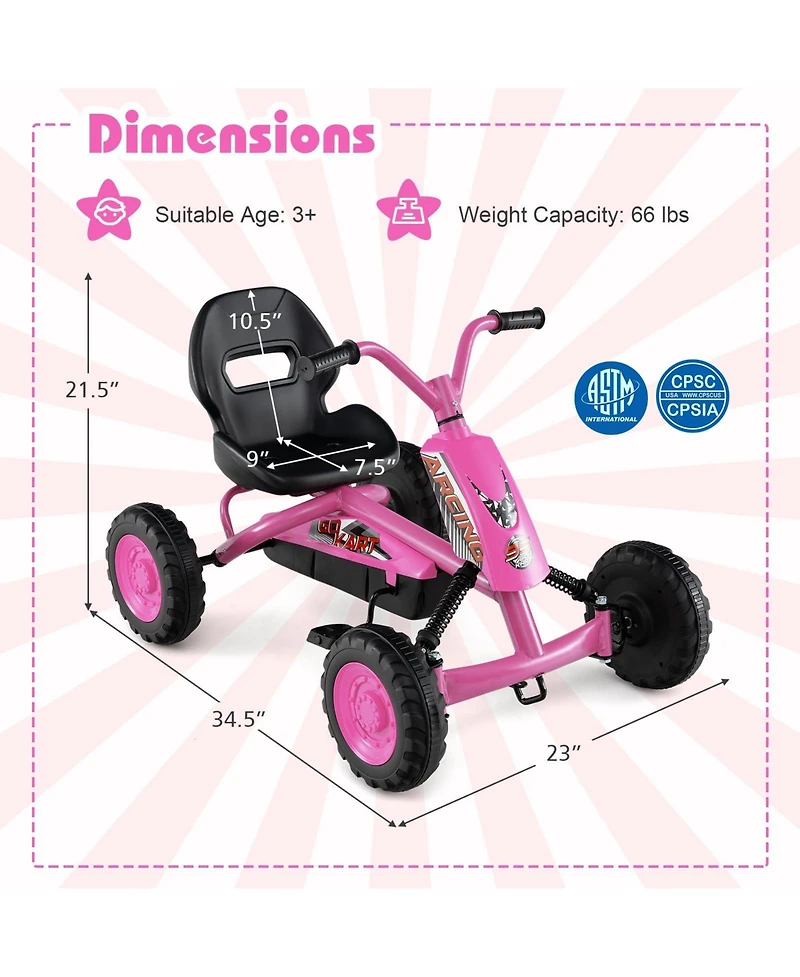 Mecale Go Kart for Kids 4 Wheel with Steering Handlebars and Adjustable
