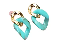 Sohi Women's Green Colourblock Chainlink Drop Earrings