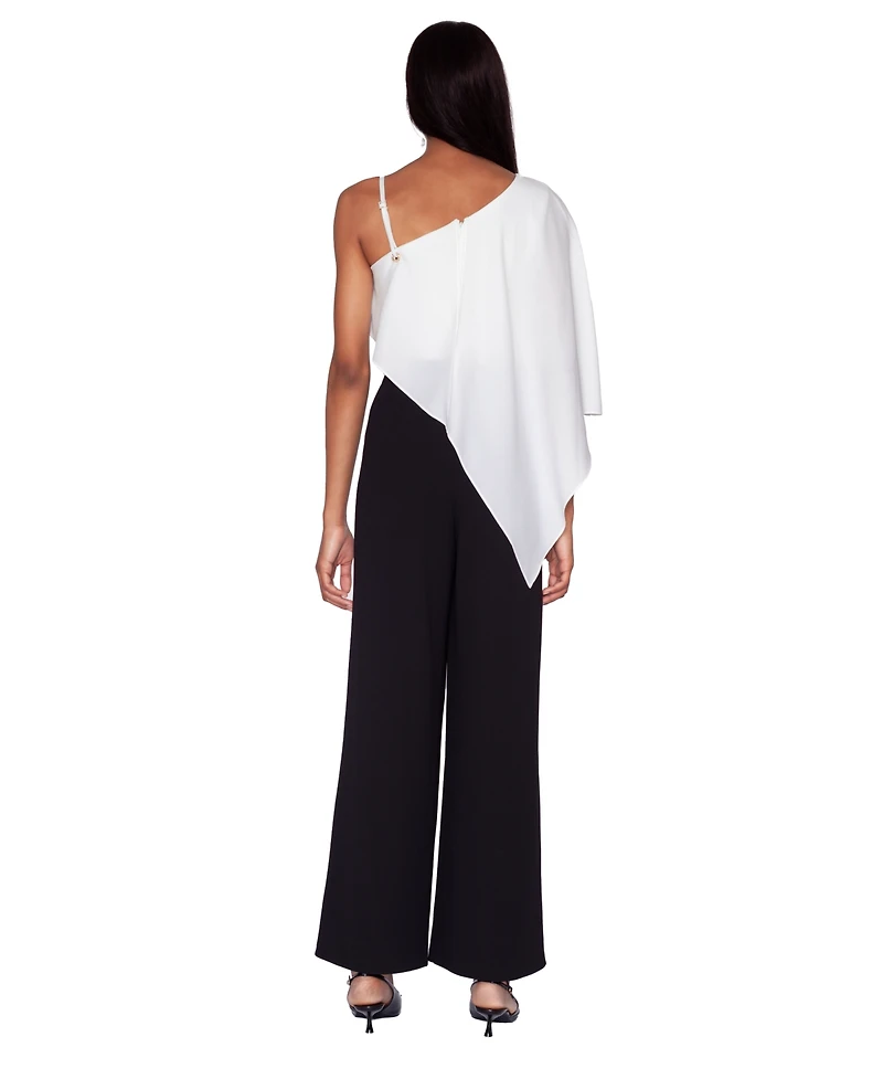 White Tie by Shani Women's One-Shoulder Cape Jumpsuit