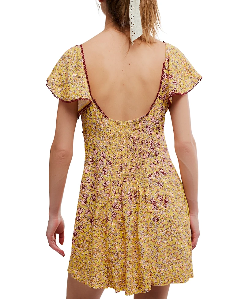 Free People Women's Backroads Floral Print V-Neck Mini Dress