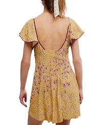 Free People Women's Backroads Floral Print V-Neck Mini Dress