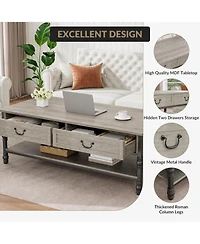 gaomon 41" Coffee Table with 2 Storage Drawers