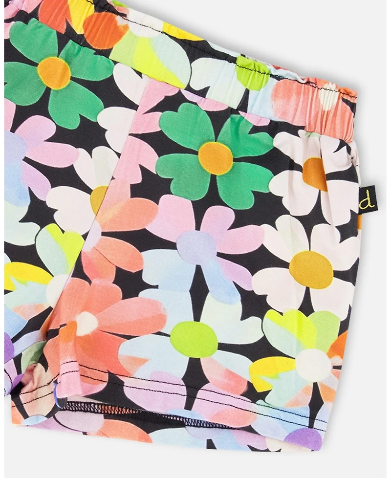 Deux par Girl Jersey Shorts Printed Flowers - Child