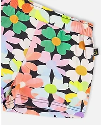 Deux par Girl Jersey Shorts Printed Flowers - Child