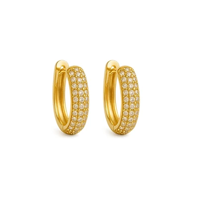 Dloria Nadia Pave Huggie Hoop Earrings