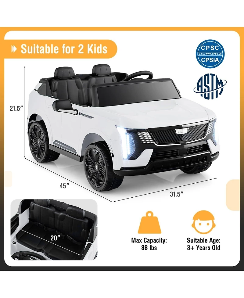 Mecale 24V Ride on Truck 2-Seater Licensed Cadillac with Remote Control-White
