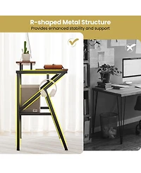 Mecale Small Space Computer Desk with Monitor Stand and Storage Shelf, Study Workstation