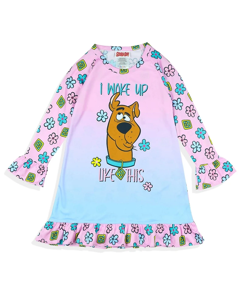 Scooby-Doo Toddler Girls' I Woke Up Like This Raglan Ruffle Gown Nightgown Pajama
