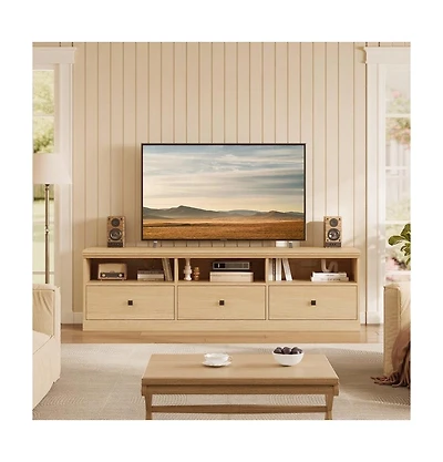 Gaomon Tv Console with Open Shelves & Storage Drawer, Multipurpose Media Unit