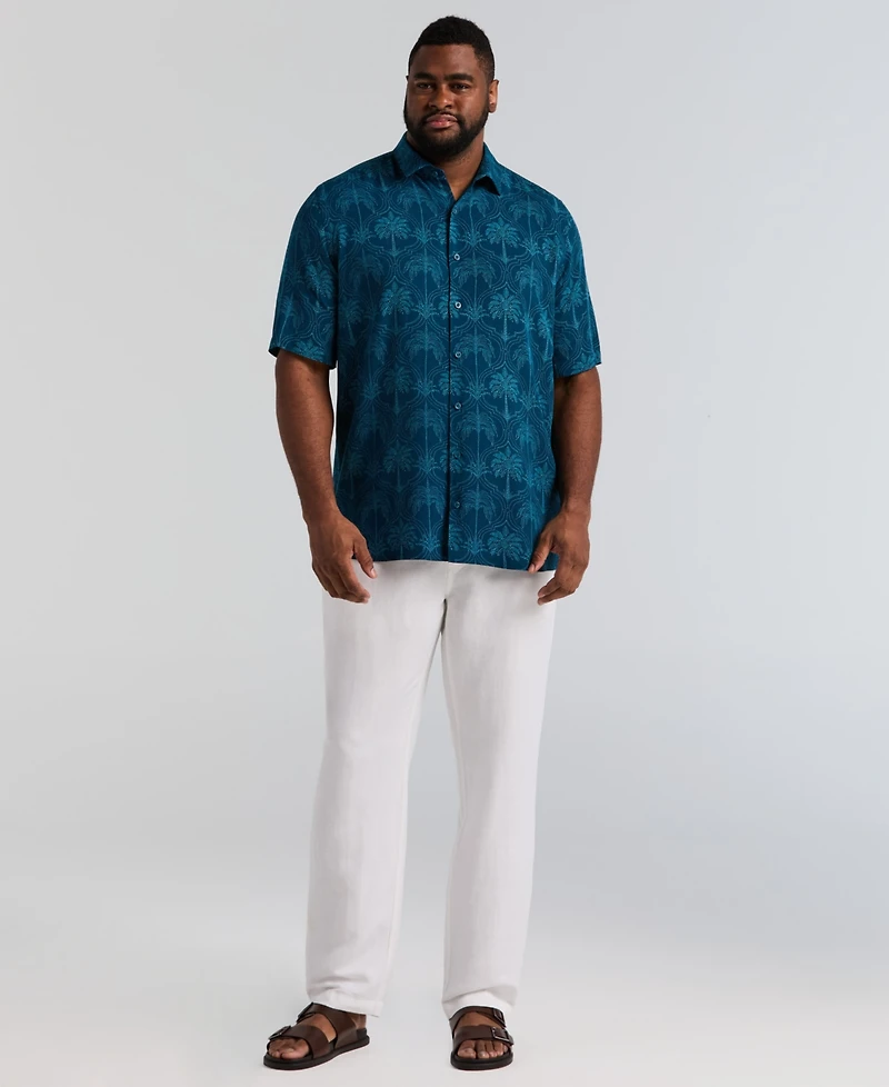 Cubavera Men's Big & Tall Medallion Palm Print Shirt