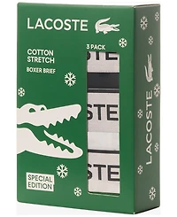 Lacoste Men's Regular-Fit Metallic Waistband Boxer Briefs, 3-Pack
