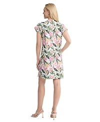 Jones New York Petite Printed Crewneck Short Dress