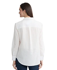 Jones New York Petite Long-Sleeve Button-Front Collared Shirt