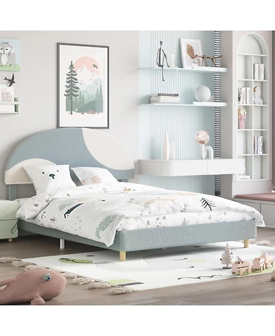 gaomon Bed Frame with Upholstered Round Teddy Boucle Headboard (Arch Design