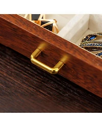 Yigii Solid Wood Jewelry Box with Velvet Lining and Lock