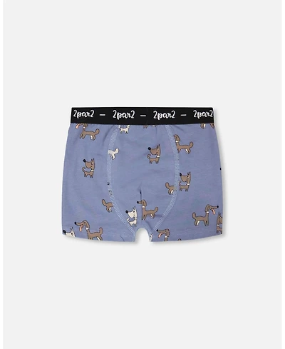 Deux par Little and Big Boy Cotton Boxer Dog Print