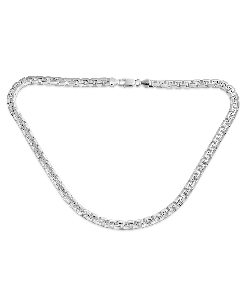Bling Jewelry Heavy Solid 7MM Fancy Franco Square Chain Necklace Greek-Key Design Sterling Silver 20 Inch