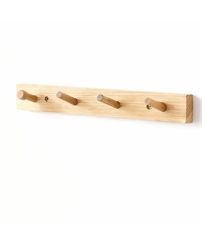 Yigii Hickory Wood Wall Coat Rack, Space-Saving, Easy to Install