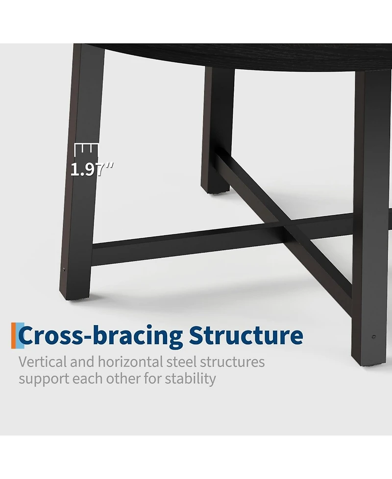 Draft - gaomon Round Dining Table, Industrial Dinner Table for 4 to 6, Wooden Kitchen with Sturdy Metal Frame