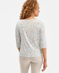 Jm Collection Women's Printed Boat-Neck Twist-Front Top, Macy's Exclusive