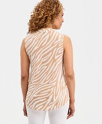 Jm Collection Women's Printed Sleeveless V-Neck Knit Top, Macy's Exclusive
