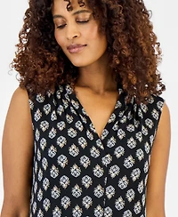 Jm Collection Women's Printed Sleeveless V-Neck Knit Top, Macy's Exclusive