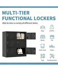 Yigii 6-Door Metal Locker with Vents, Locks, Card Slots for Home, School, Gym
