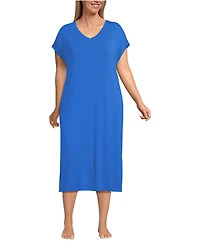 Lands' End Plus Cooling Cap Sleeve Midi Nightgown