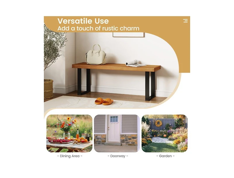 Slickblue Acacia Wood Outdoor Bench 48 Inch Long Patio Dining Bench