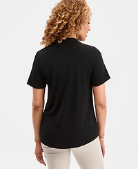 Jm Collection Women's Solid Short-Sleeve V-Neck Knit Top, Macy's Exclusive