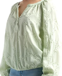 Bcx Women's Embroidered Long-Sleeve Top