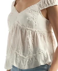Bcx Women's Embroidered V-Neck Top