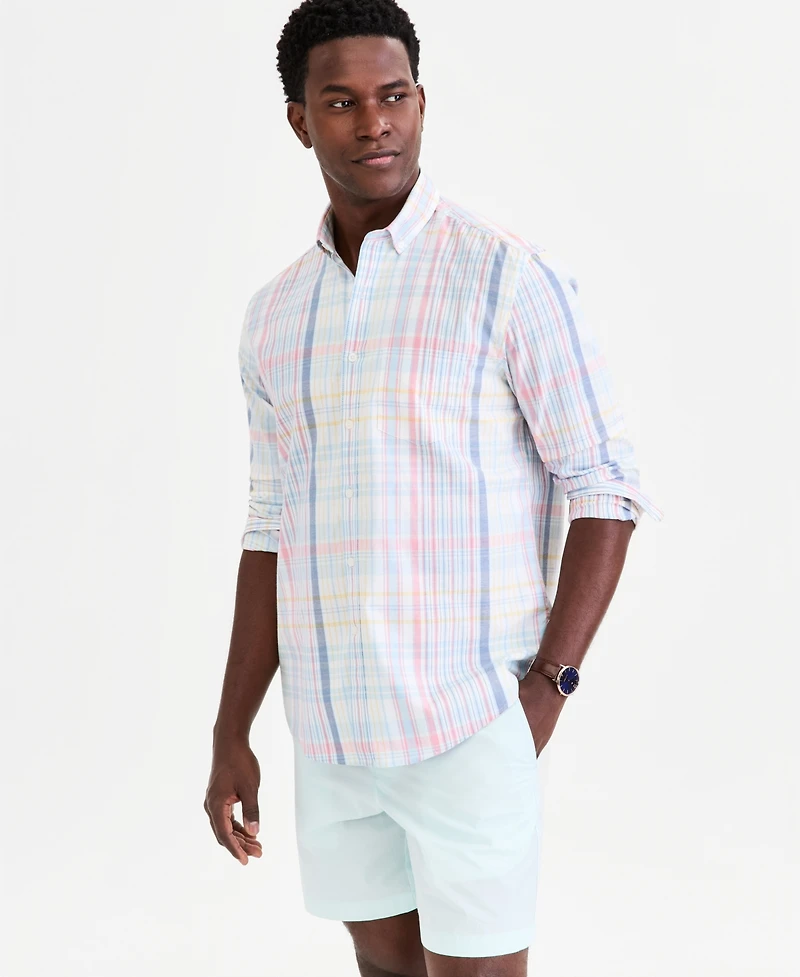 Club Room Men's Long-Sleeve Printed Oxford Shirt, Macy's Exclusive - Ox Lordy Plaid Yd