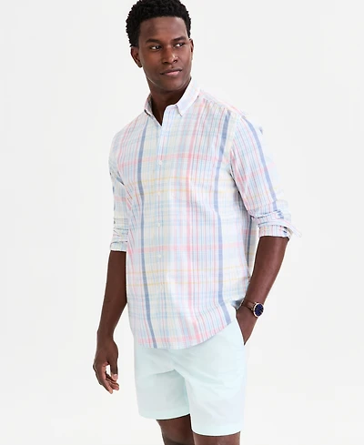 Club Room Men's Long-Sleeve Printed Oxford Shirt, Macy's Exclusive - Ox Lordy Plaid Yd