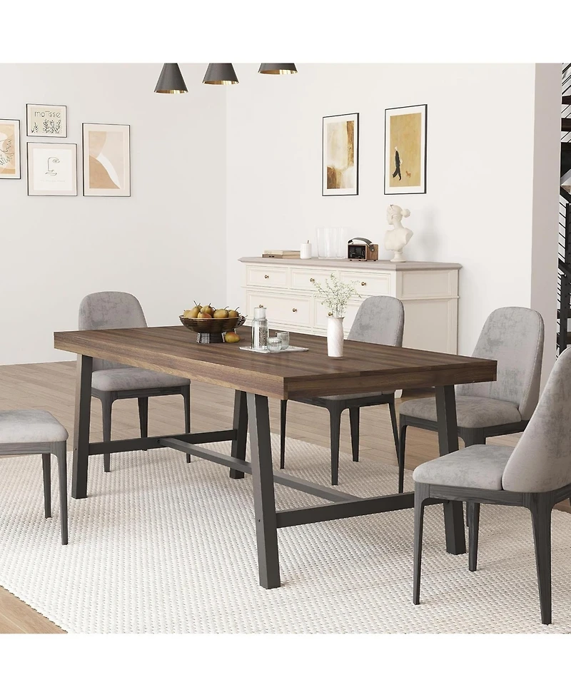 Draft - Gaomon Farmhouse Dining Table | Standard Wood Brown 6-8 People