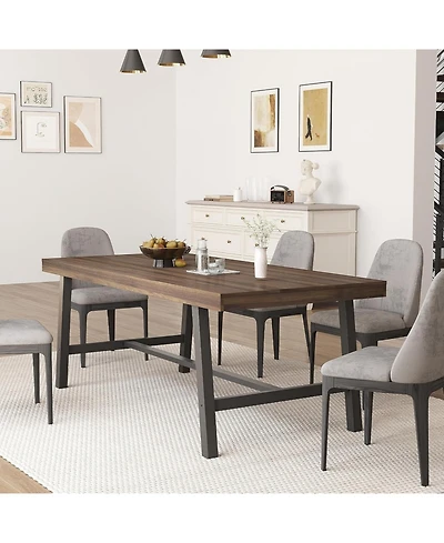 Draft - Gaomon Farmhouse Dining Table | Standard Wood Brown 6-8 People