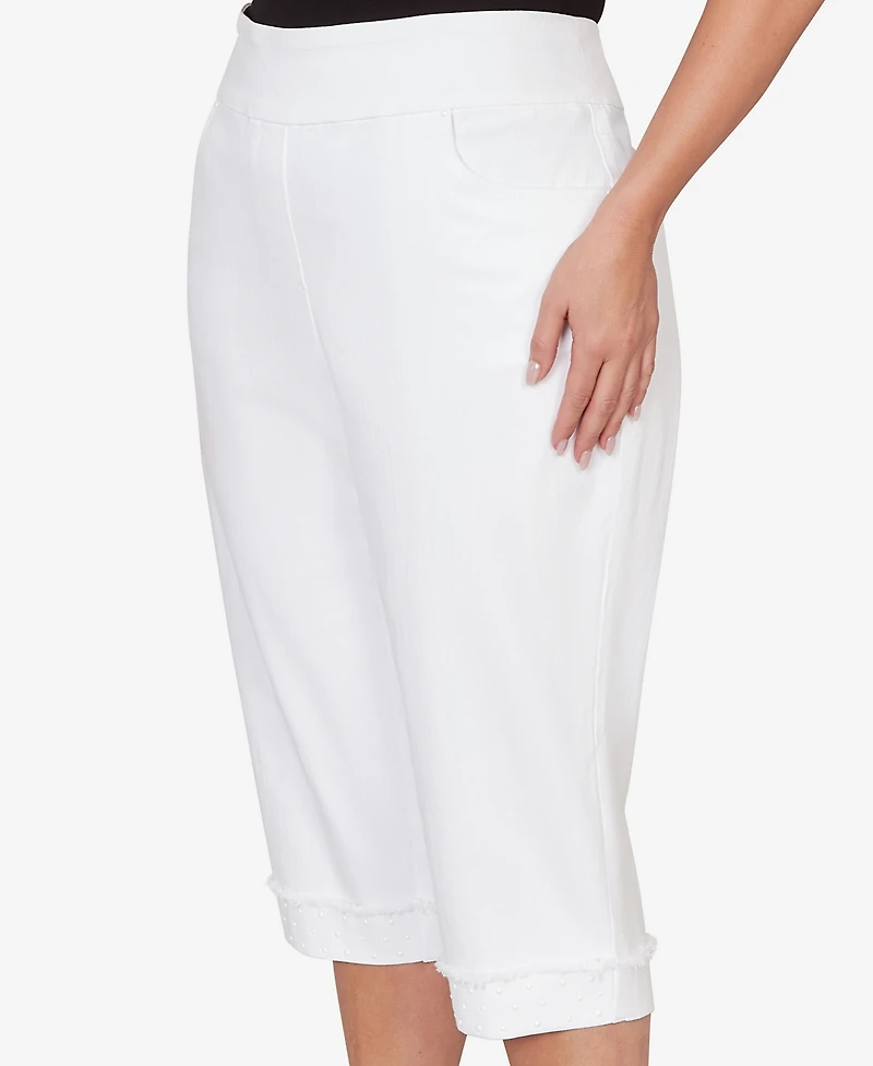 Alfred Dunner Plus Port Side Pearl Denim Super Stretch Capri Pants