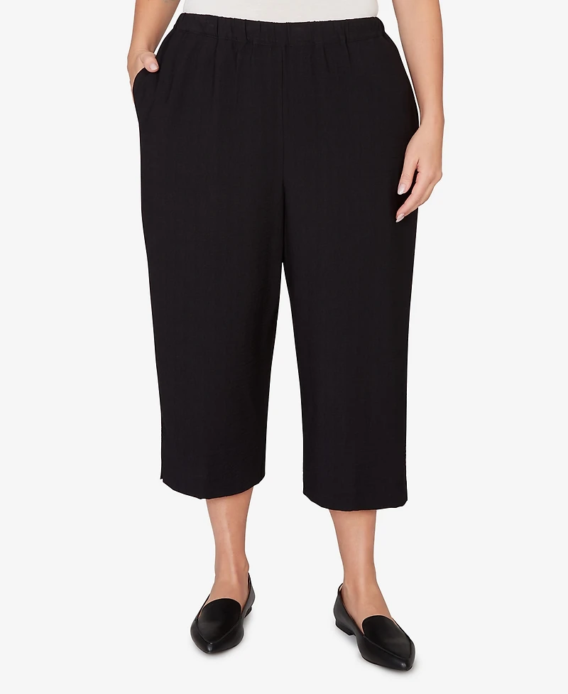 Alfred Dunner Plus Crowd Pleaser Relaxed Pull-On Black Capri Pants