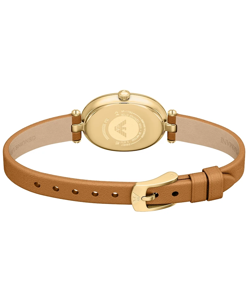 Emporio Armani Women's Quartz Two-Hand Brown Leather Watch, 28mm