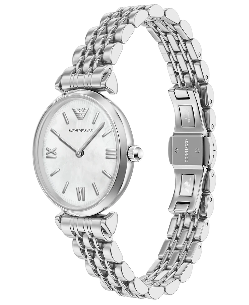 Emporio Armani Women's Quartz Two-Hand Silver Stainless Steel Watch, 28mm