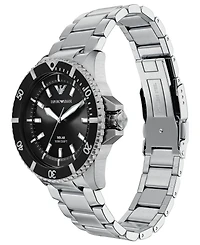 Emporio Armani Men's World Explorer Solar Three Hand Silver Stainless Steel Watch, 42mm