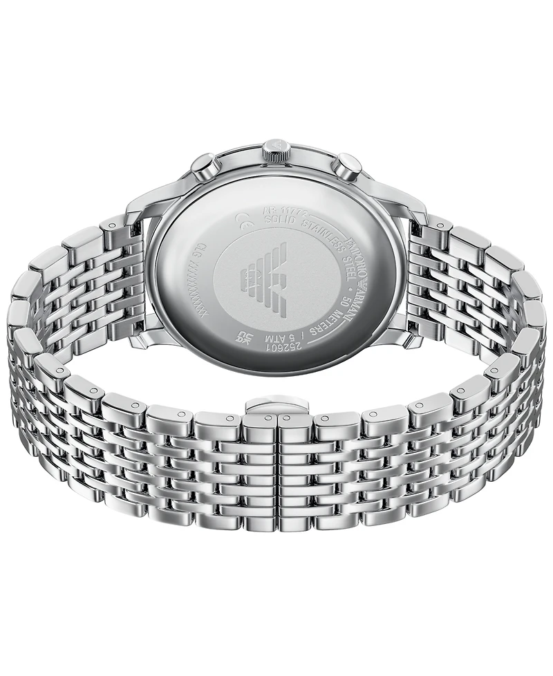 Emporio Armani Men's Quartz Chronograph Silver Stainless Steel Watch, 42mm