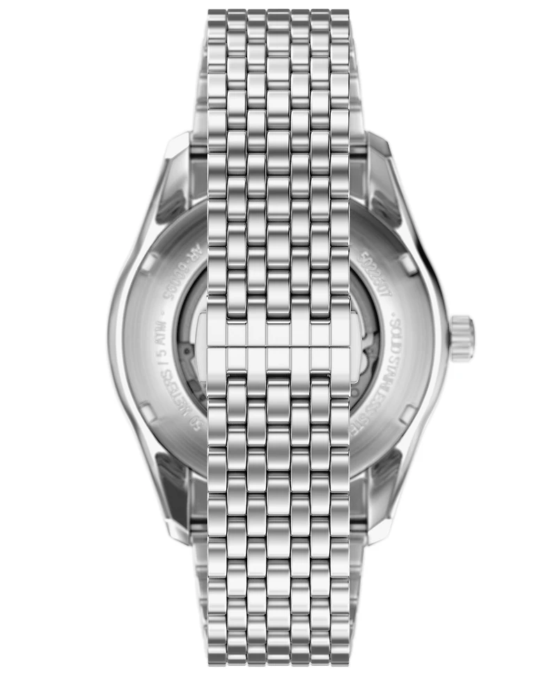Emporio Armani Men's Automatic Three-Hand Silver Stainless Steel Watch, 43mm