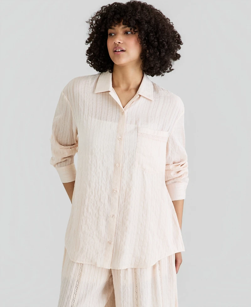 And Now This Women's Oversized Satin Shirt, Macy's Exclusive