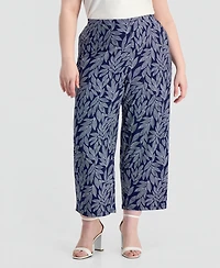 Anne Klein Essentials Plus Wide-Leg Cropped Pull-On Pants