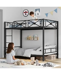 gaomon Metal Bunk Bed Twin Over Twin, Stable Heavy Duty Bed with Safety Guard Rails and Space-Saving Design, Steel Bed for School, Bedroom