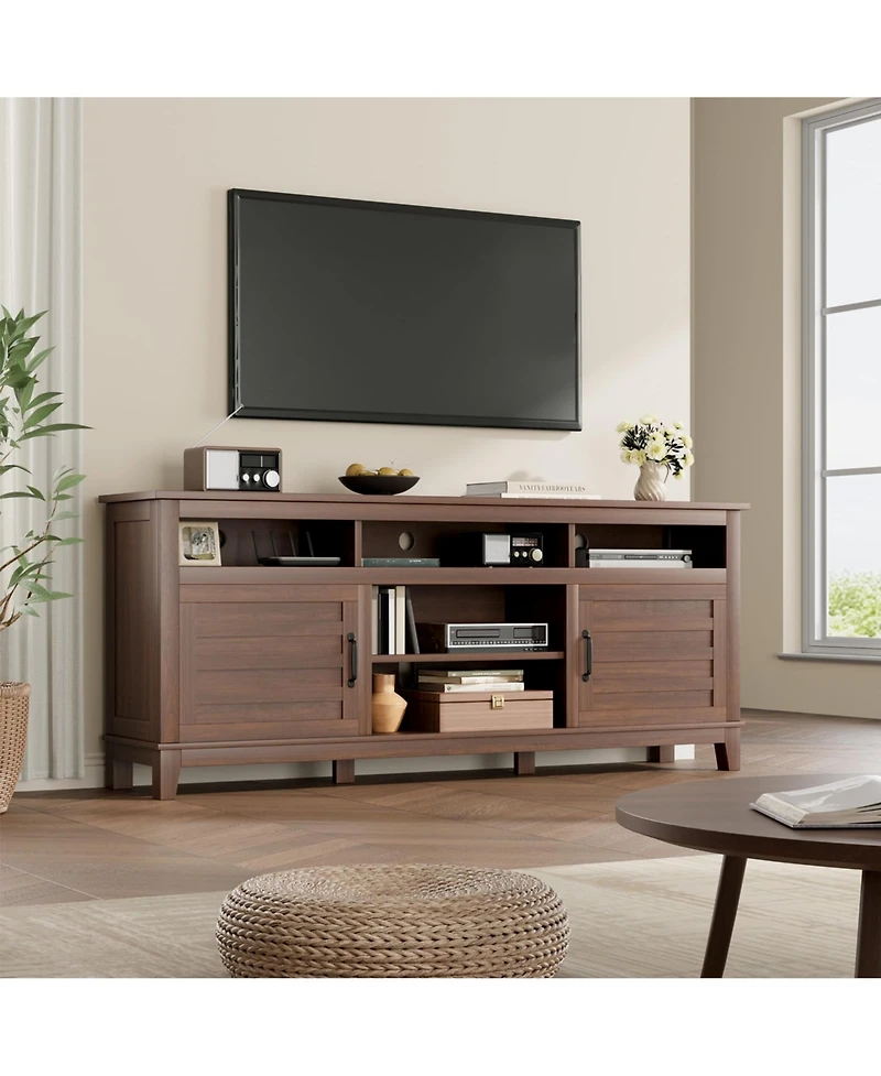gaomon Tv Stand, Entertainment Center with Adjustable Shelves, Farmhouse Tv Stand with Cabinet Doors,for Living Room