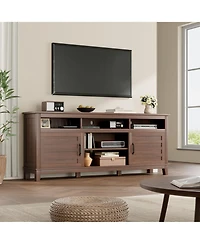 gaomon Tv Stand, Entertainment Center with Adjustable Shelves, Farmhouse Tv Stand with Cabinet Doors,for Living Room