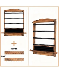 Yigii Antique Wood Wall Organizer Set: Earring, Necklace, Bracelet Holders & Shelf