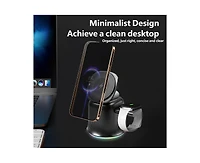 Risokeys 3-in-1 Wireless Charger with MagSafe - Compatible with Phone, Earphones and Watch, Magnetic Foldable Stand for Apple